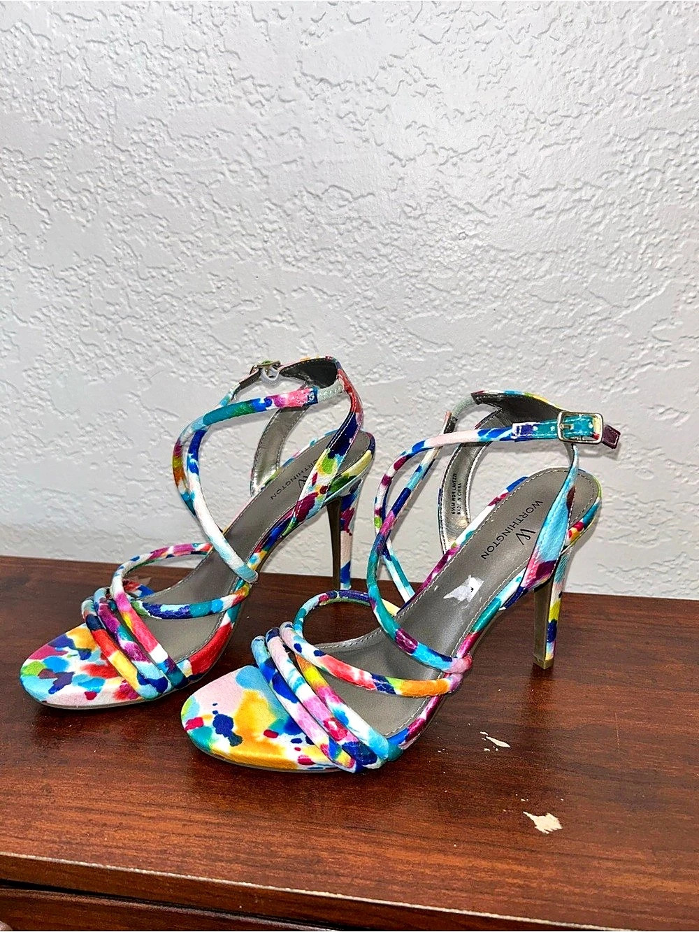 Worthington Multicolor Abstract Strappy Heels US 6.5